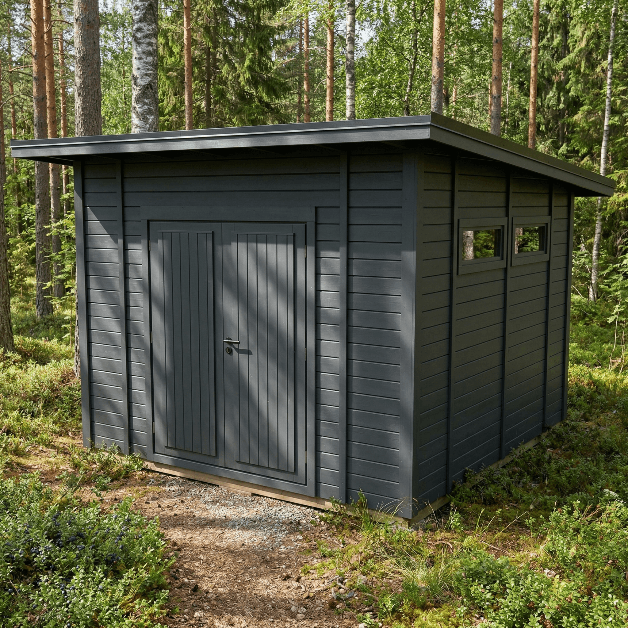 Helppå-Pihavarasto lapekattoinen pariovella 9,6m2