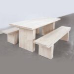 MASSIIVI-puupöytä T-malli +2 penkkiä