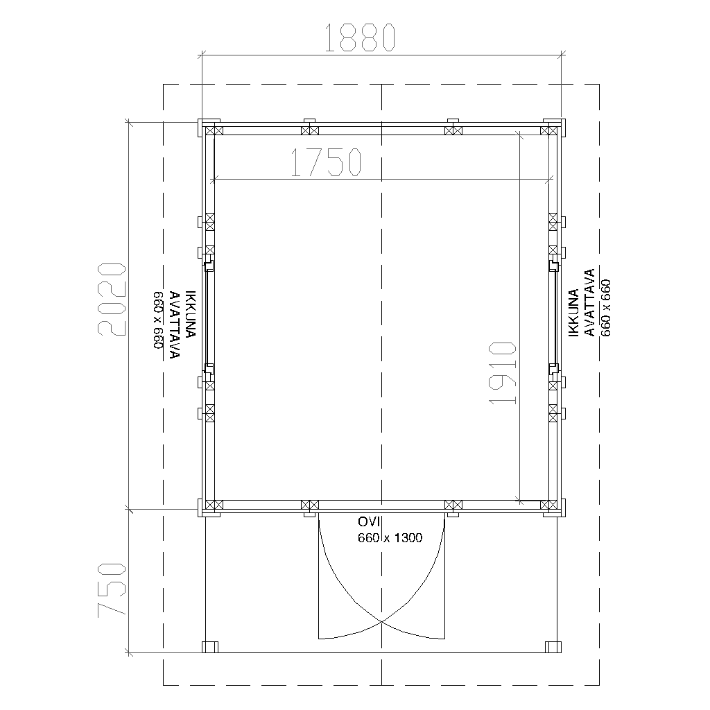 Helppå-Leikkimökki Emilia + kuisti pohjakuva