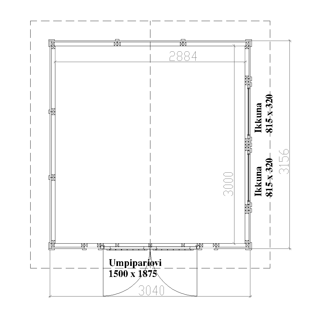 Helppå-varasto 3×3 pohjakuva