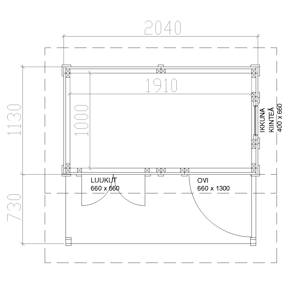 Helppå-Leikkimökki Ilpo +kuisti pohjakuva