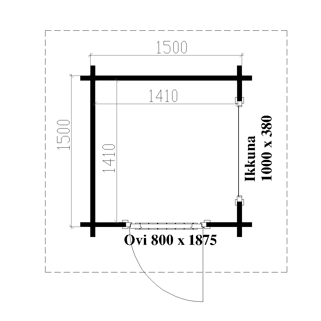 Ulkokäymälä Lapekattoinen pohjakuva