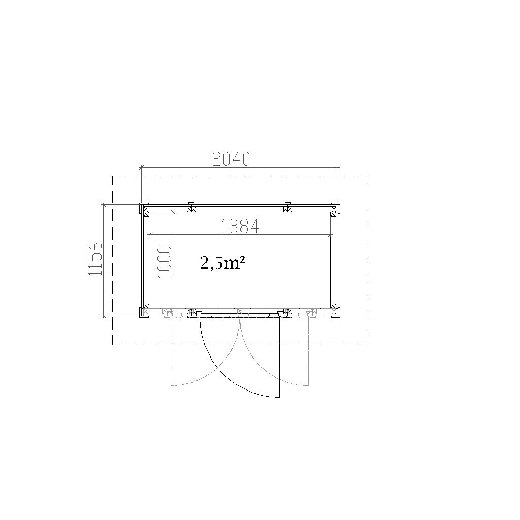 Helppå-Pihavarasto lapekattoinen 2,5m2 pohjakuva