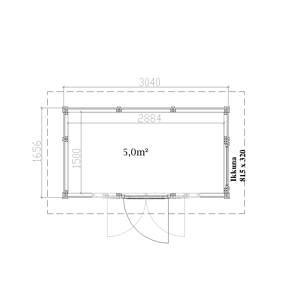 Helppå-Pihavarasto lapekattoinen 5m2 pohjakuva