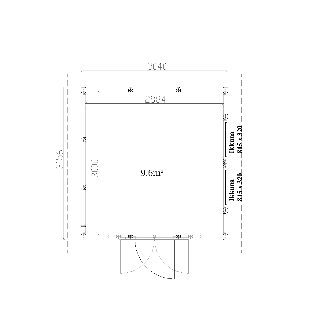 Helppå-Pihavarasto lapekattoinen 9,6m2 pohjakuva