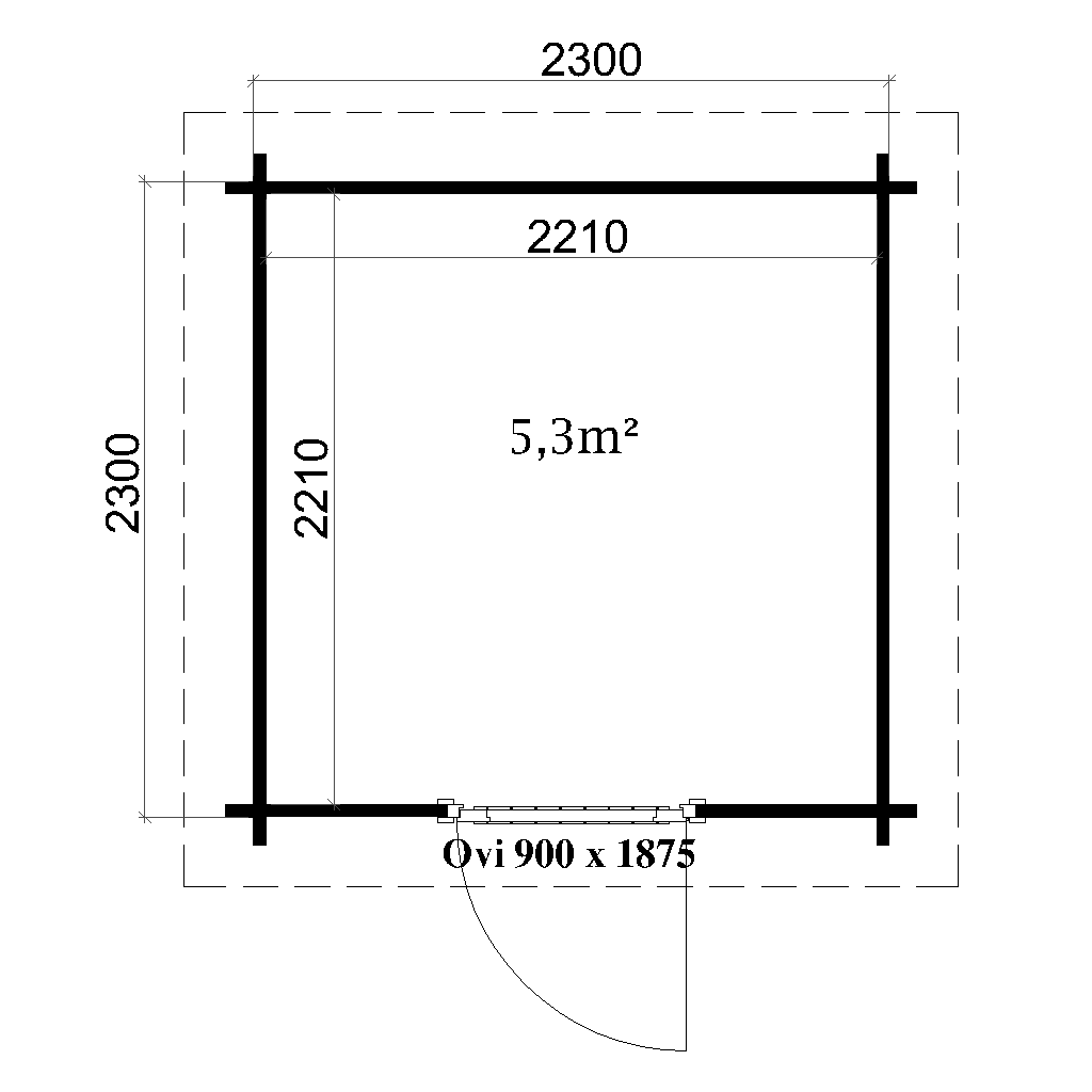 Pihavarasto Tara D lapekattoinen 5,3 m2 pohjakuva