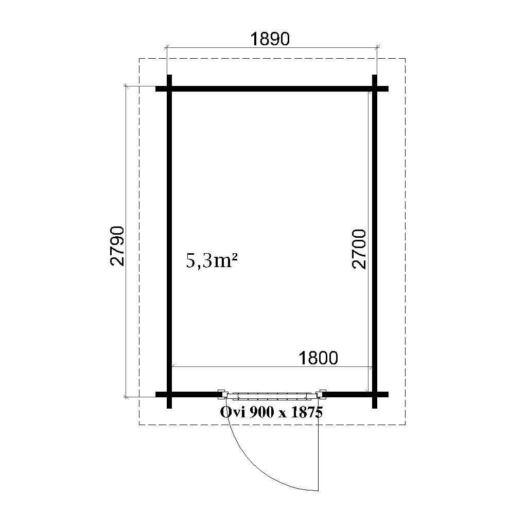 Pihavarasto Tara E lapekattoinen 5,3 m2 pohjakuva