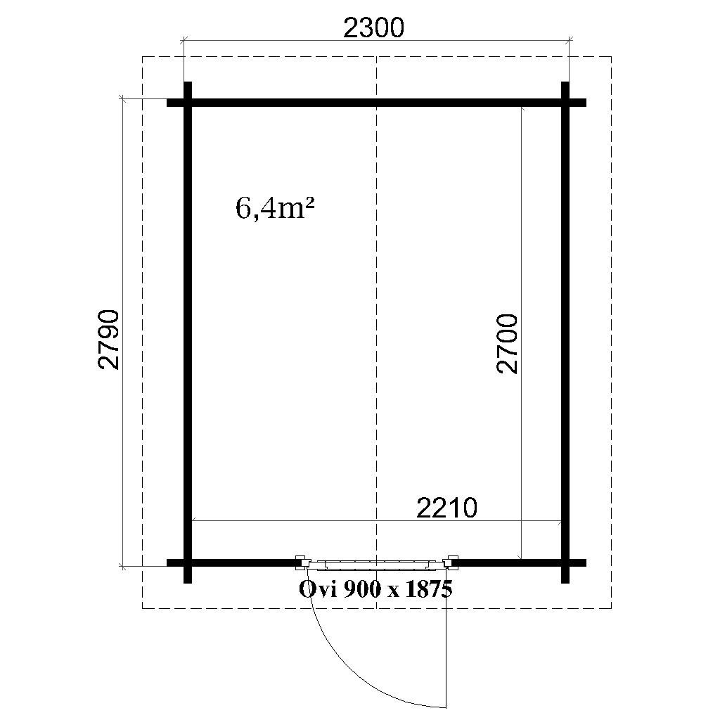 Pihavarasto Tara F 6,4m2 pohjakuva