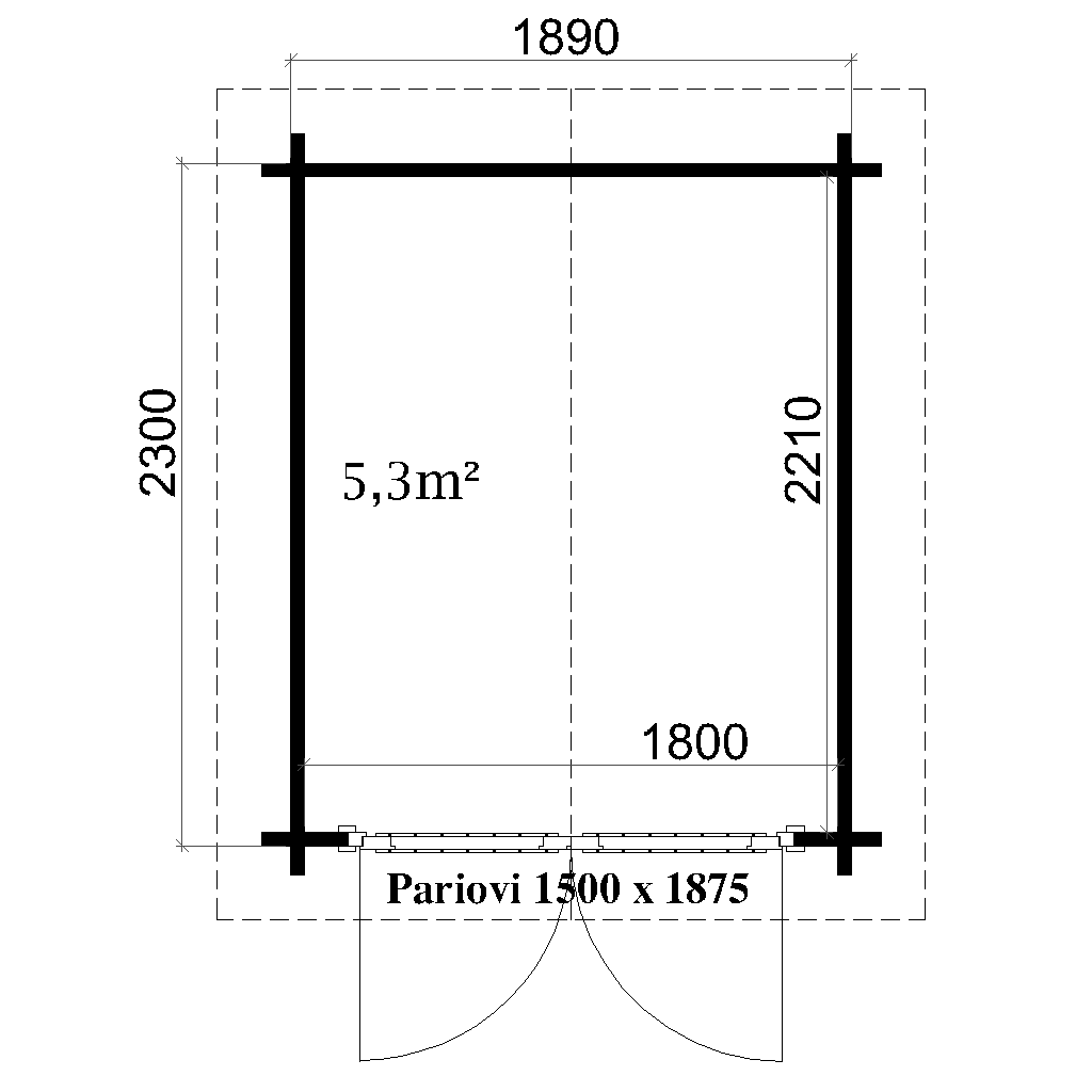 Pihavarasto Tara G 4,4m2 pohjakuva