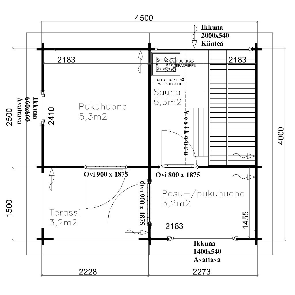 Saunamökki Väinö pohjakuva