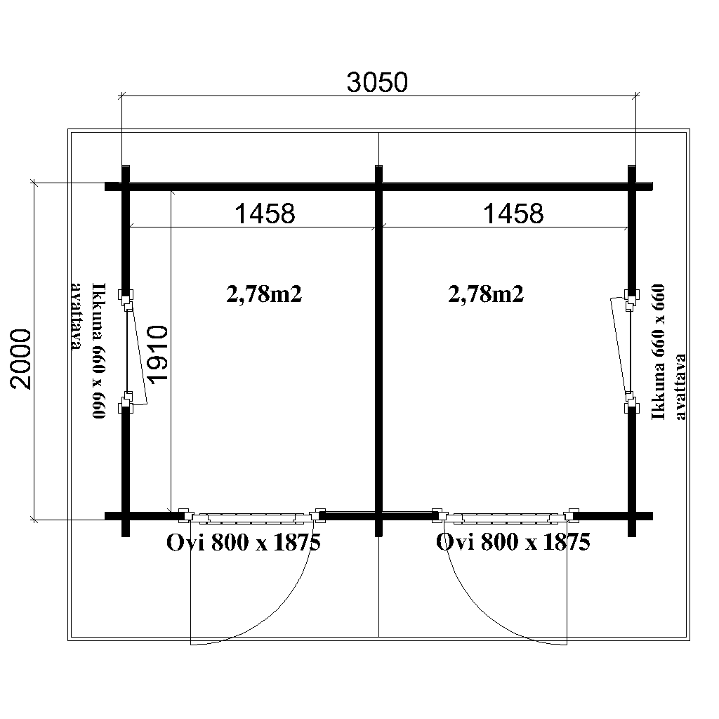 Tuplahuussi Viivi pohjakuva