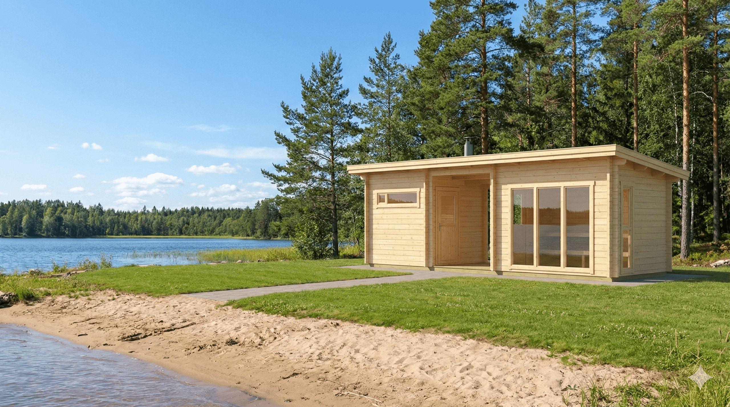 Timo-sauna järvimaisemassa